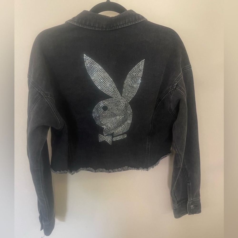 Playboy Cropped Denim Jacket Women Size Xs By Pacsun Y2K Retro Cropped 🔥Mint🔥